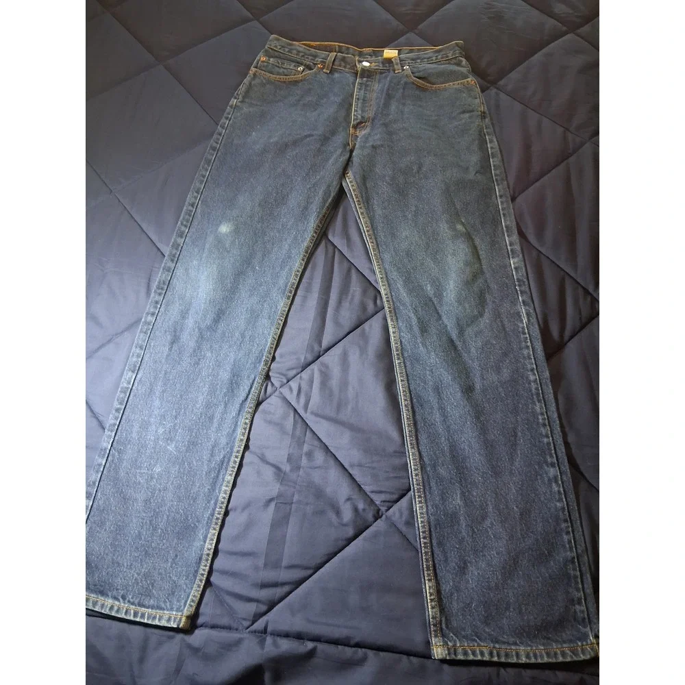 Levis 505 Mens 35x34 Vintage Regular Fit Straight Leg Blue Jeans Made in Canada